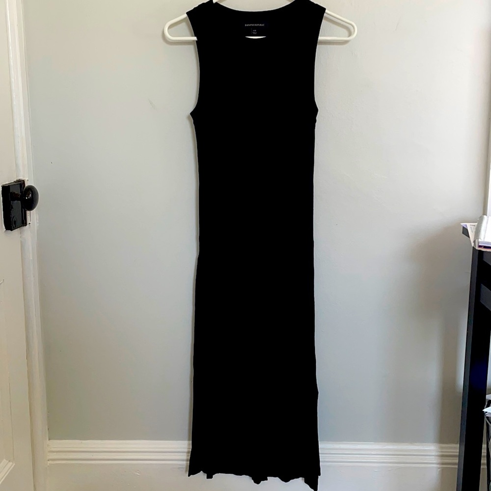 Banana Republic Black Ribbed Midi Dress